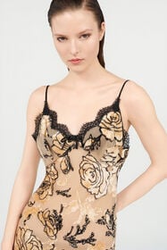 RC Floral Devoré Silk Dress Mini ROSA/NERO VKT118-FC008