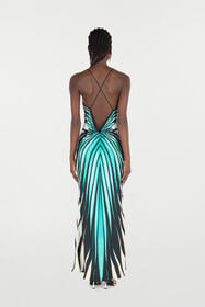 RC Ray Of Sea Print Silk Maxi Dress Light blue VKT102-4QM33