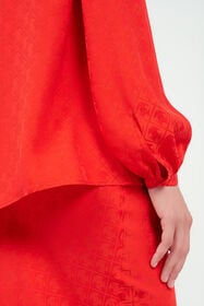 RC Silk Blouse with RC Print CORAL RED WQT601-RK010