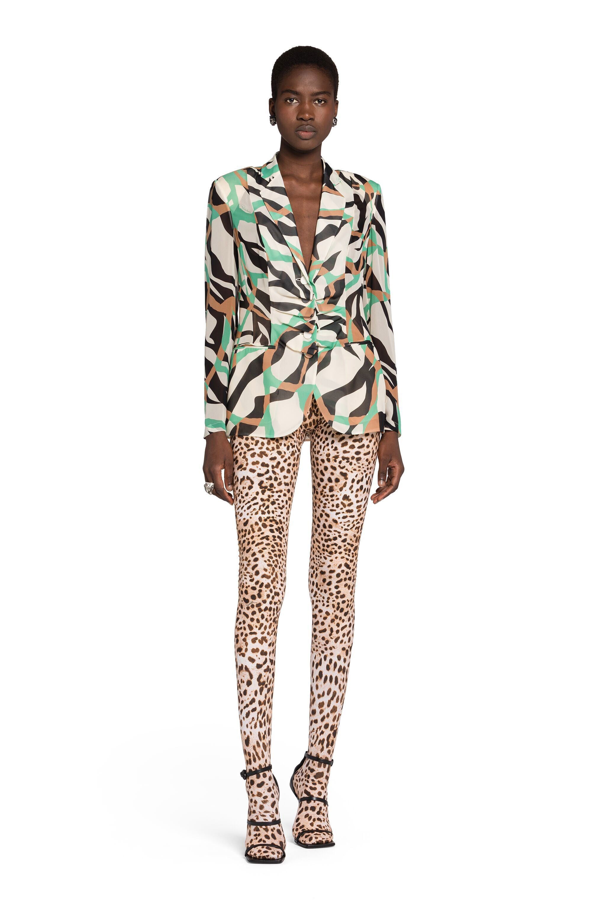 RC Abstract Zebra-Print Silk Blazer RC Abstract Zebra-Print Silk Blazer Weiß IWT401-GFR38