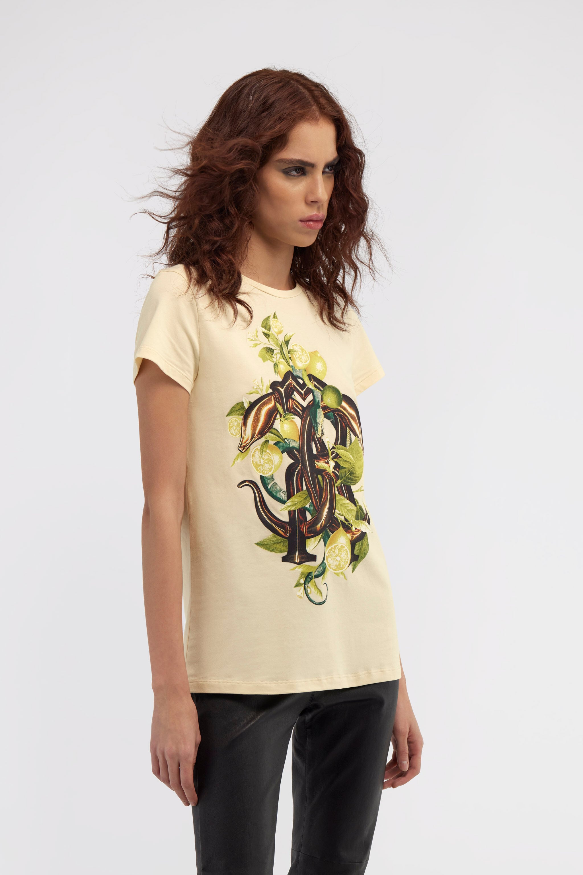 RC T-shirt with Monogram Lemon Snake Elfenbein SKT60C-JD061