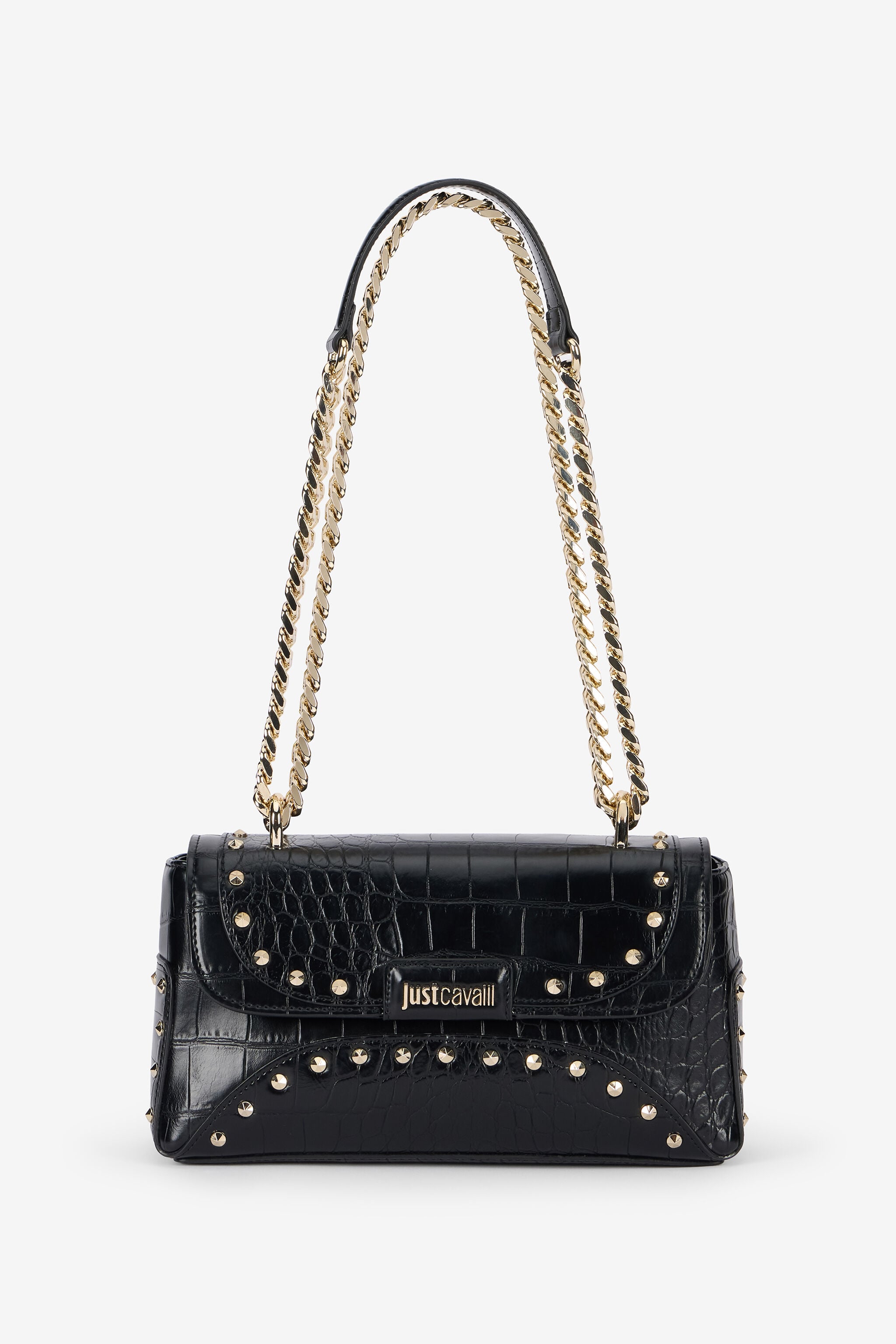 JC Black Croc-Effect Studded Shoulder Bag JC Black Croc-Effect Studded Shoulder Bag BLACK VFB080-VF712