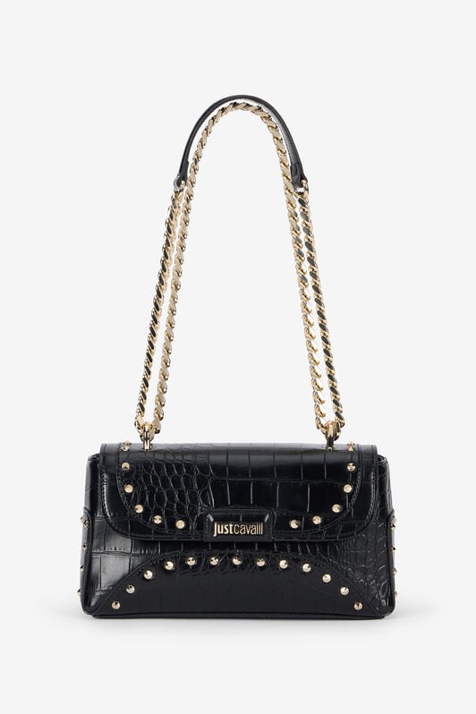 JC Black Croc-Effect Studded Shoulder Bag JC Black Croc-Effect Studded Shoulder Bag BLACK VFB080-VF712
