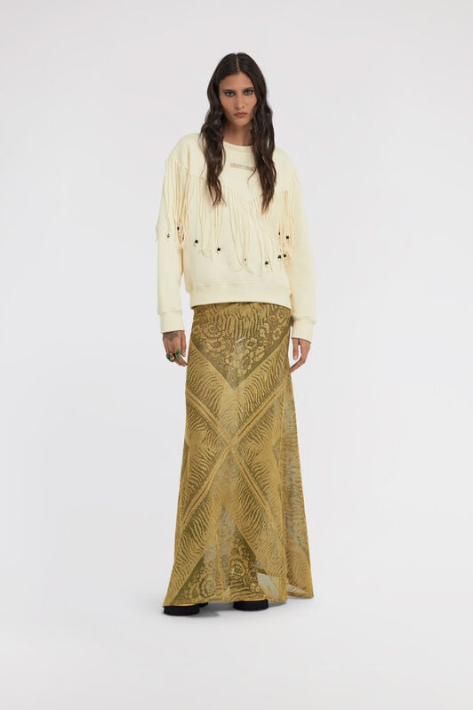 RC Sweatshirt with Fringe RC Sweatshirt with Fringe Ivory TKT66D-CF020