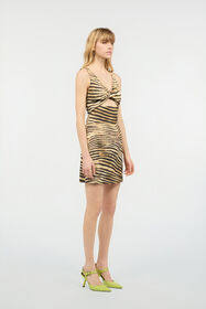 JC Mini Dress With Tiger Skin Print Light Brown UFT171-UF237