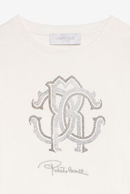 JU Glitzerndes Logo-T-Shirt IVORY XJT62E-JD003