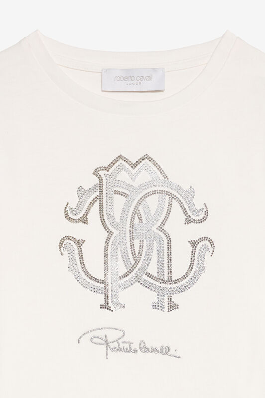 JU Glitzerndes Logo-T-Shirt IVORY XJT62E-JD003
