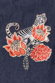 JU Flower And Tiger-Print Top Dark blue IJT901-DL003