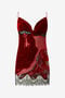 RC Dark Red Mini Dress in Silk Viscose Velvet Devorè Lava Effect RC Dark Red Mini Dress in Silk Viscose Velvet Devorè Lava Effect Red VWT135-VL066