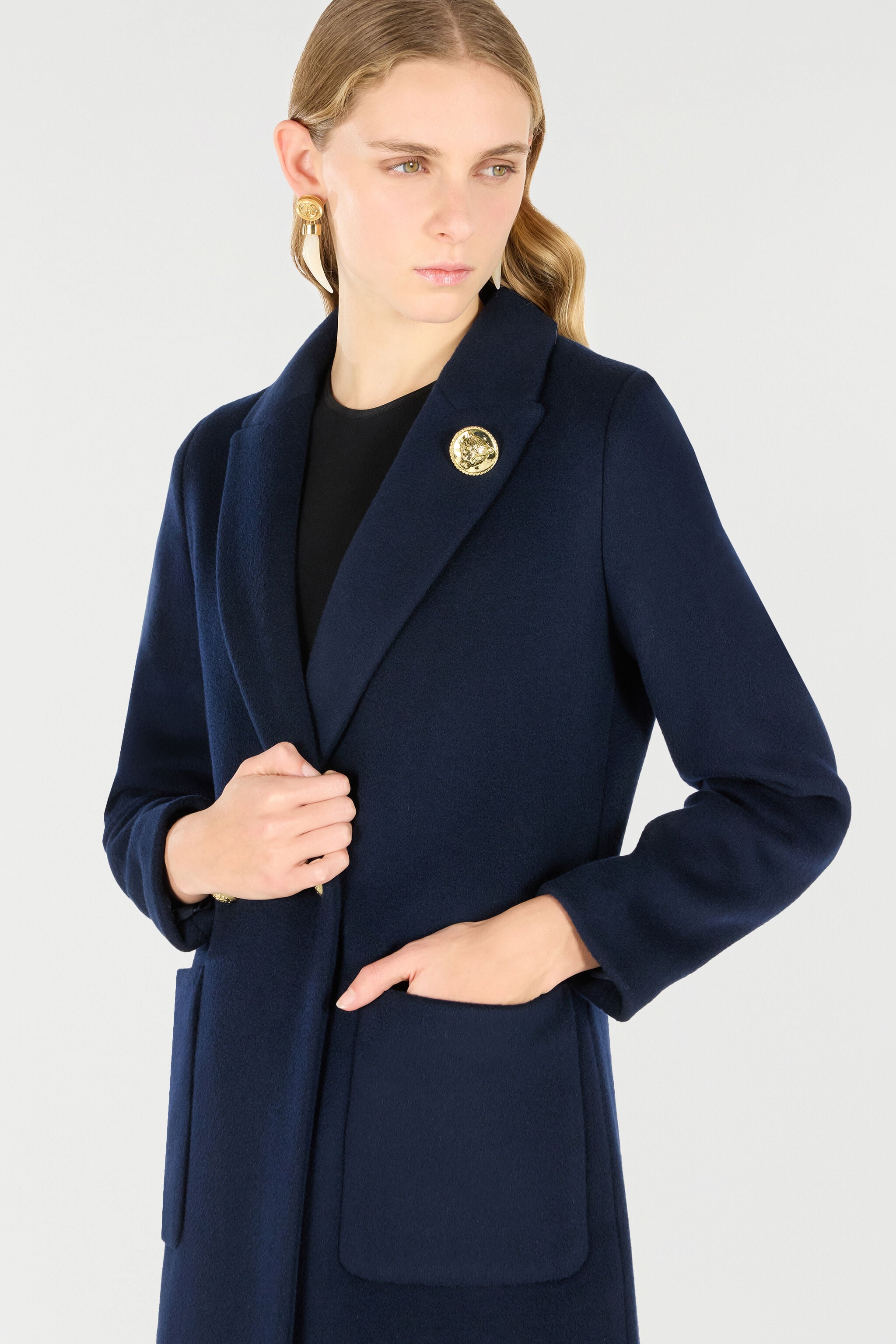 RC Blauer Woll-Kaschmir-Mantel RC Blauer Woll-Kaschmir-Mantel Dunkelblau OOT50C-WH016