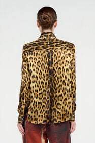 RC Silk Shirt With Jaguar Skin Print Brown VWT700-TYQ71