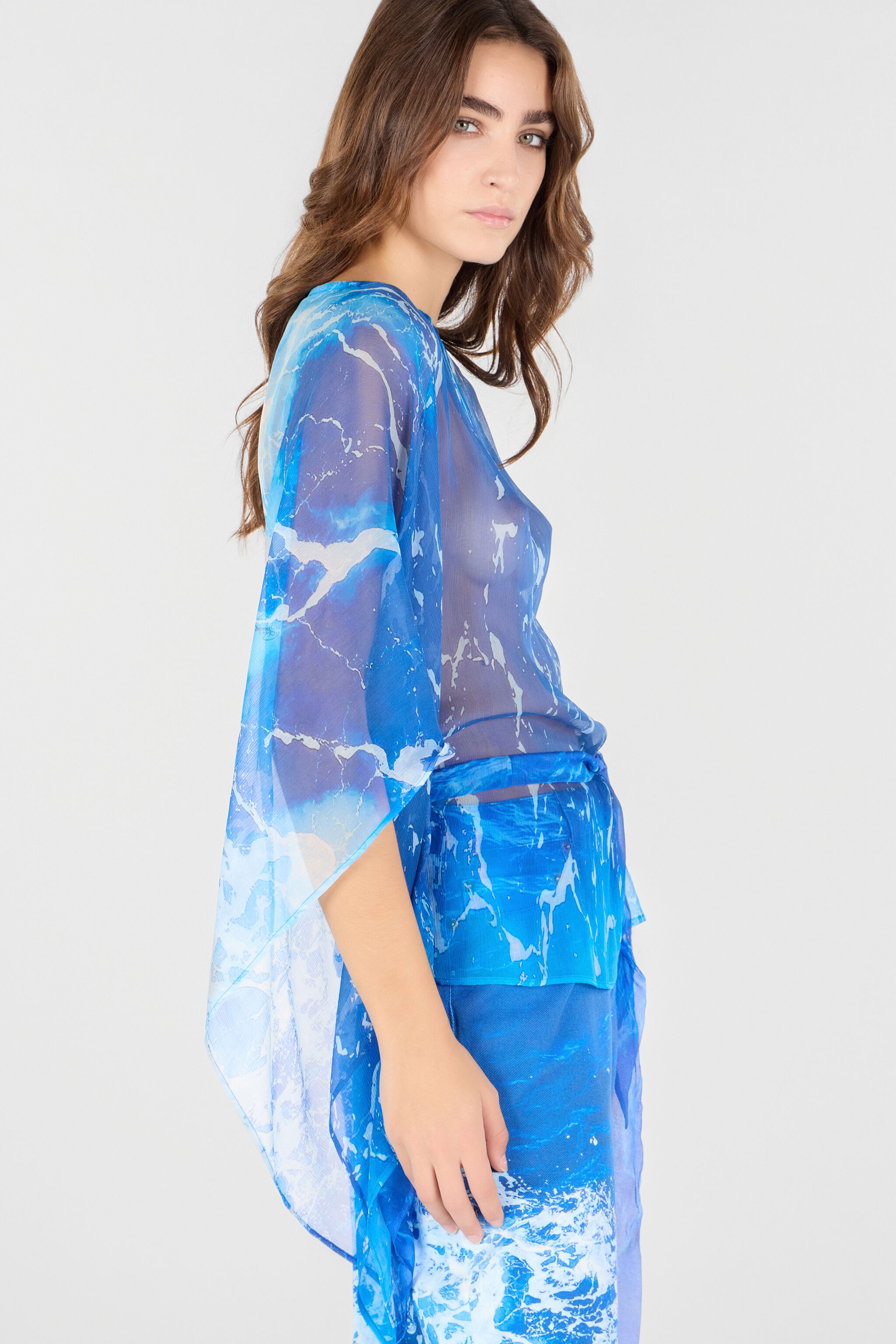 RC Female Silk Shirt Azul UWT725-CKN94