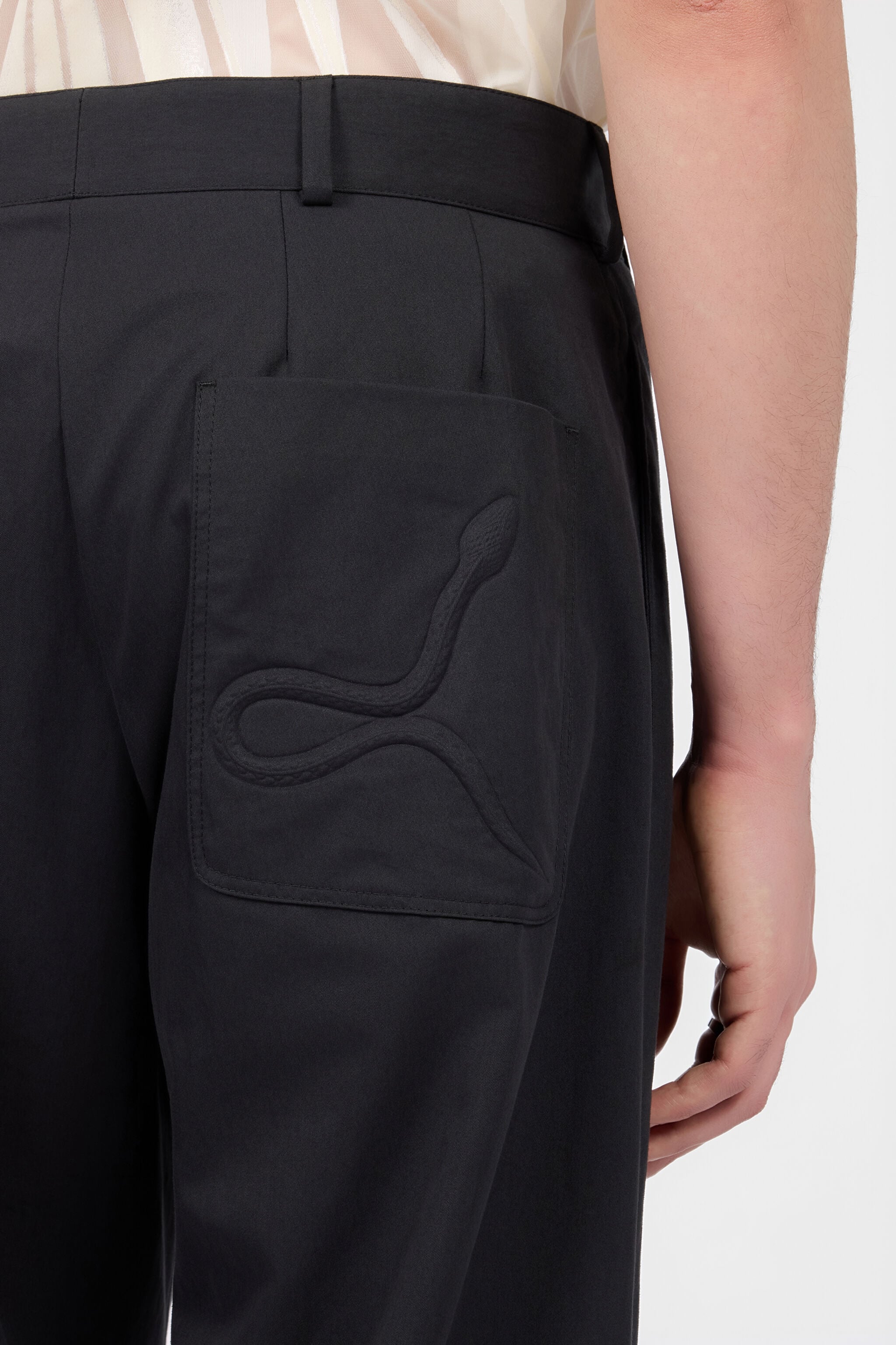 RC Black Trousers Snake Embroidery RC Black Trousers Snake Embroidery BLACK XNT209-TB009