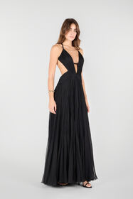 RC Vestido Largo Drapeado Negro QKT195-CC001