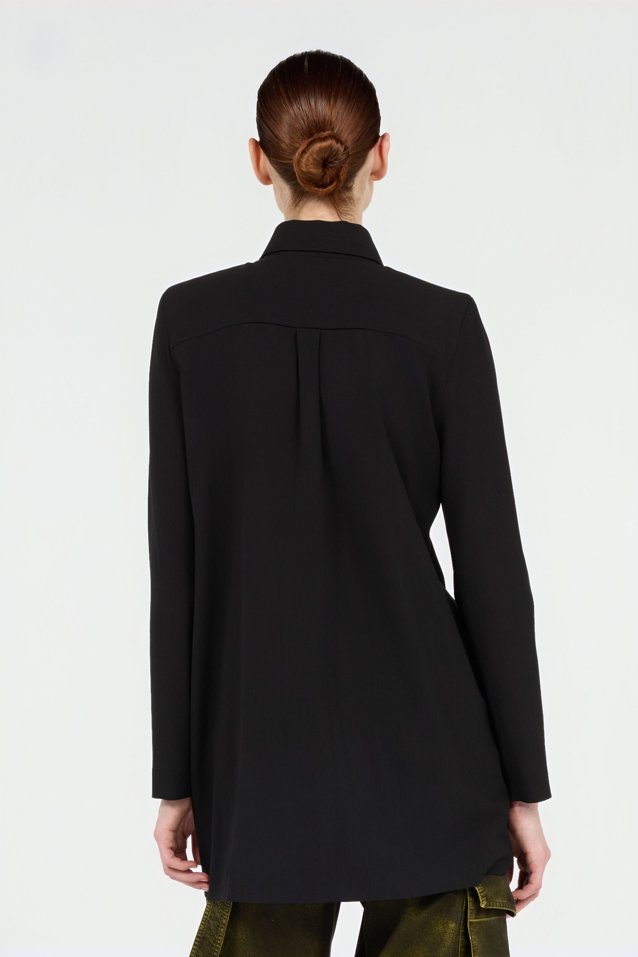 Long Black Wool-Blend Shirt in Black for Women | Roberto Cavalli®