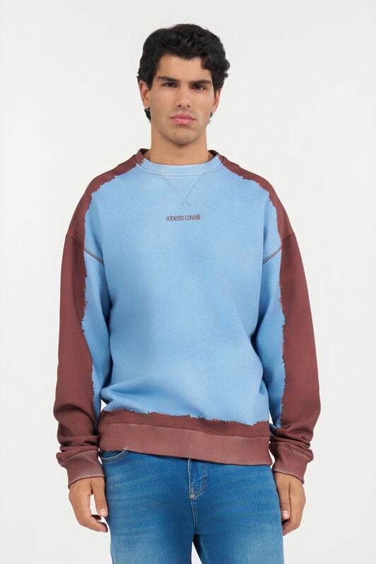 RC Distressed Sweatshirt In Hellblau Und Braun RC Distressed Sweatshirt In Hellblau Und Braun ENDLESS SKY WNT68H-CF050