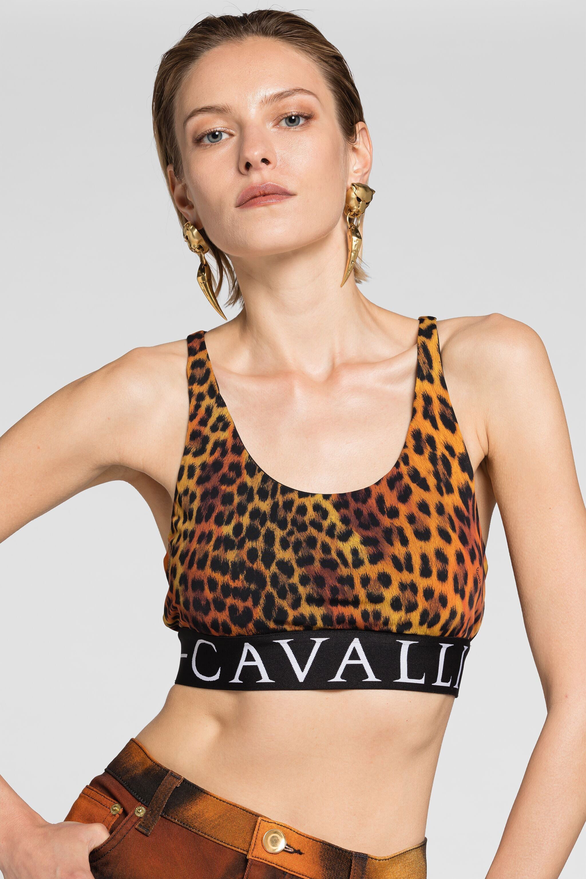 RC Jaguar-Print Logo-Jacquard Crop Top RC Jaguar-Print Logo-Jacquard Crop Top Orange OQT60D-LND02