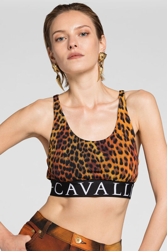 RC Jaguar-Print Logo-Jacquard Crop Top RC Jaguar-Print Logo-Jacquard Crop Top Orange OQT60D-LND02