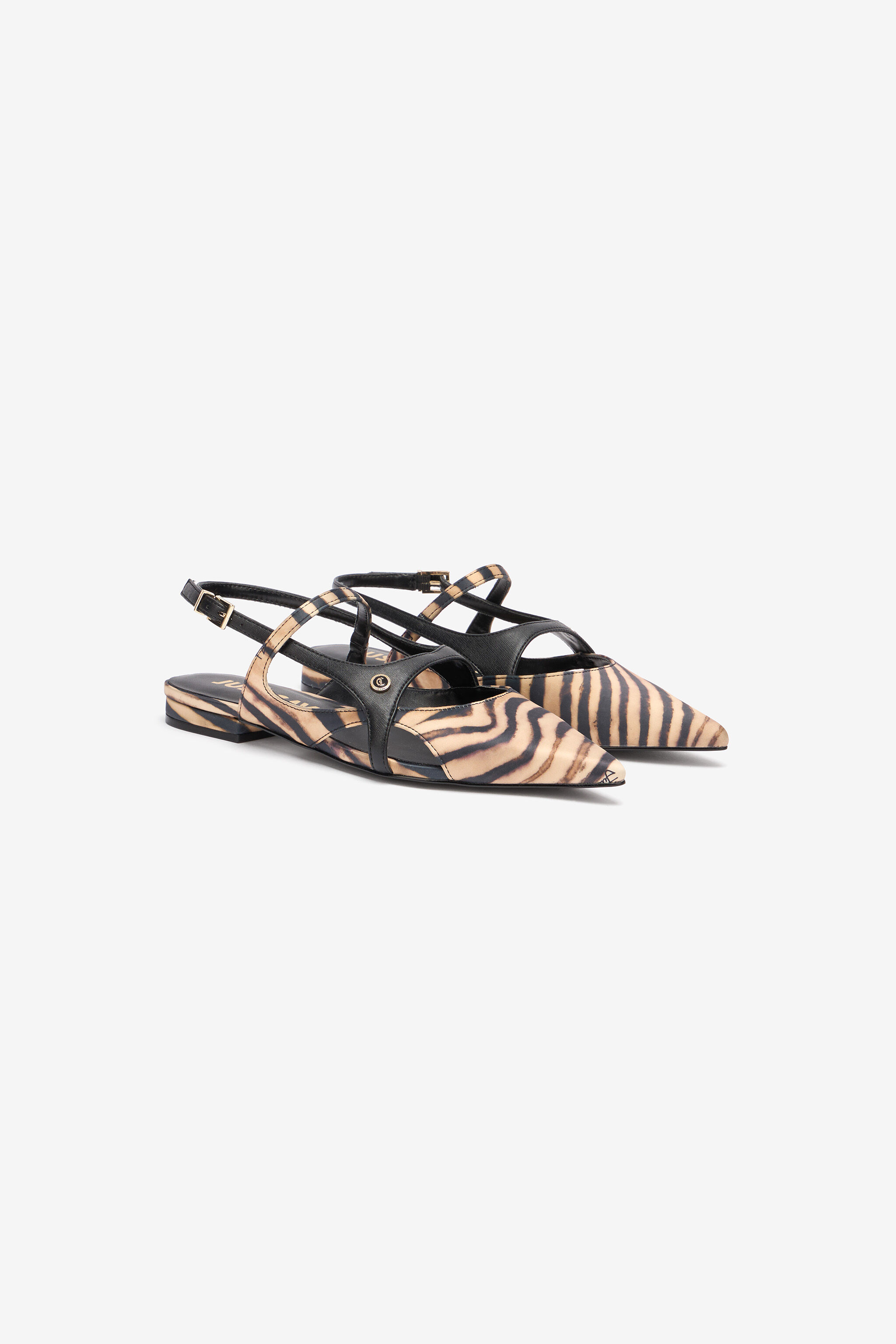 JC Flat Slingbacks With Tiger Skin Print JC Flat Slingbacks With Tiger Skin Print Light Brown UFS066-UF388
