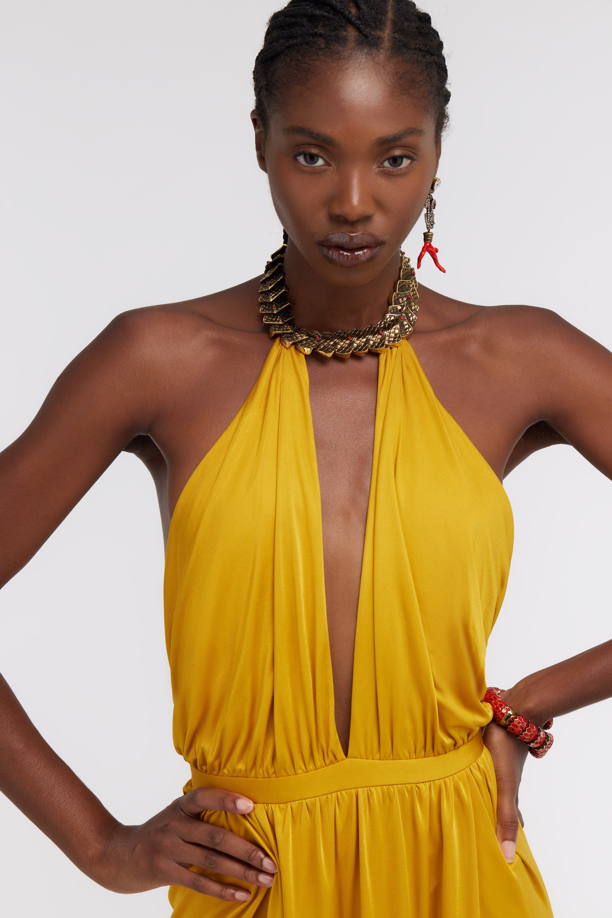 RC Long dress with jewel detail RC Long dress with jewel detail Yellow SKT141-JJ036
