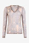 RC Jersey nude con estampado ornamental índigo RC Jersey nude con estampado ornamental índigo INDIGO/NUDE POT61E-6PS08
