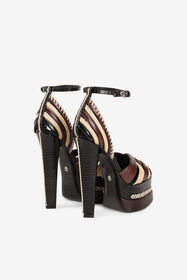 RC Snakeskin-Effect Braided Platform Sandals Braun RWS009-PZV62