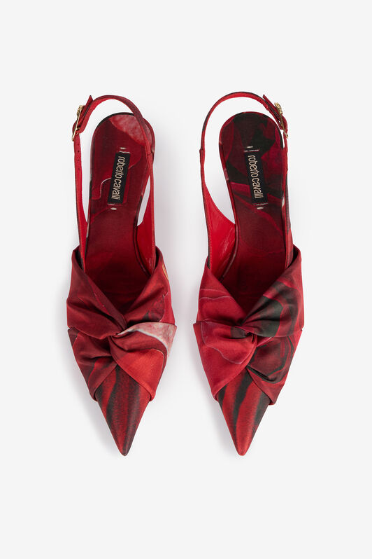 RC Rose Print Slingbacks With Knotted Detail RC Rose Print Slingbacks With Knotted Detail Red UKS012-SE380
