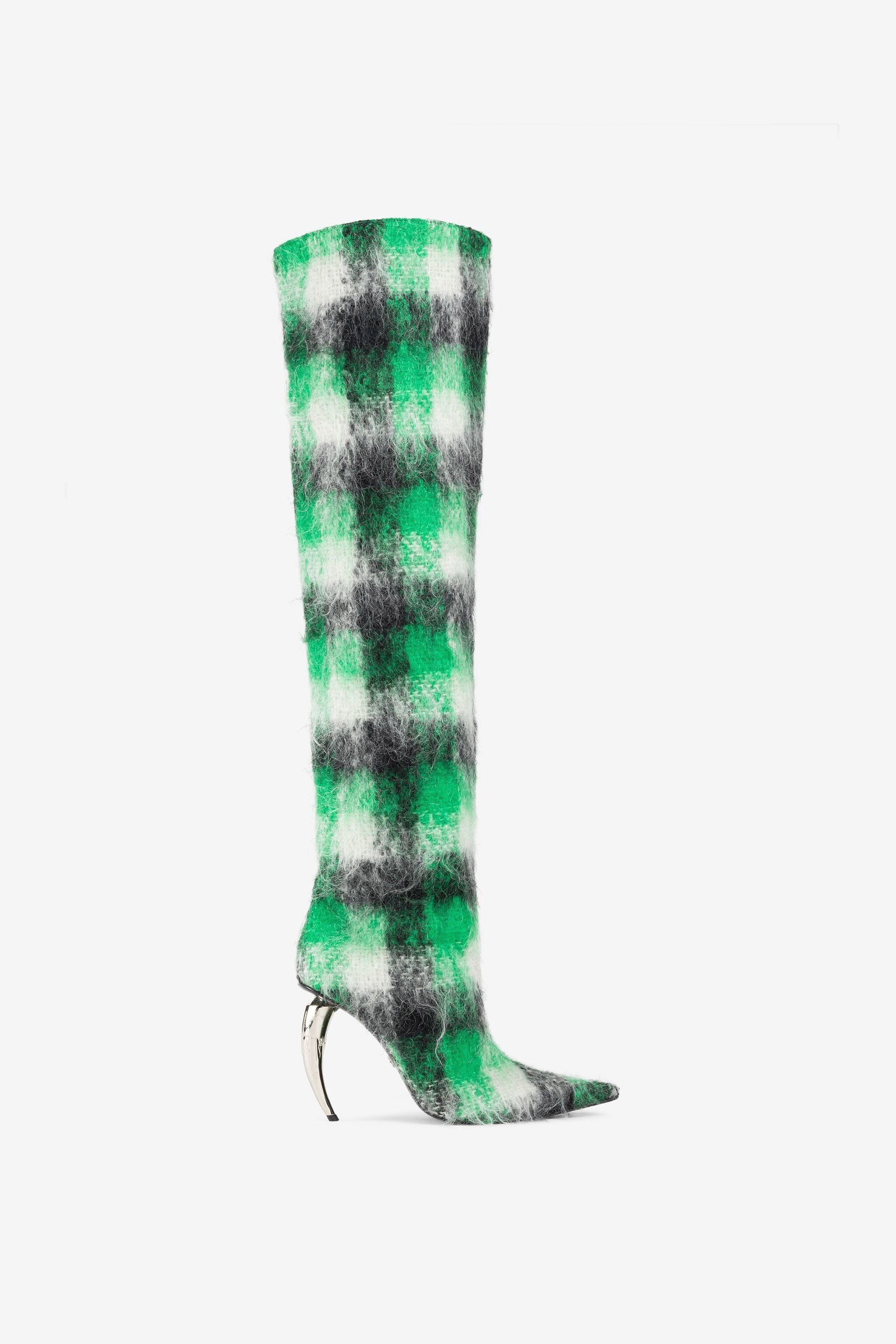 RC Tartan Thigh-High Boots RC Tartan Thigh-High Boots Light green PWS002-GA079