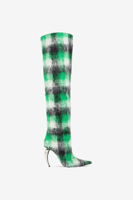 RC Tartan Thigh-High Boots RC Tartan Thigh-High Boots Light green PWS002-GA079