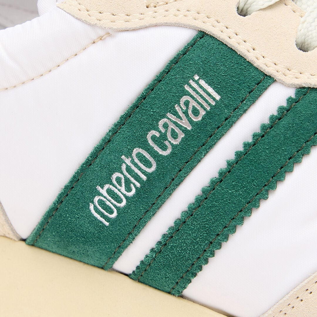 RC White Running Shoes With Snake-Print Detail RC White Running Shoes With Snake-Print Detail BIEGE/GREEN QOS00F-PZA81