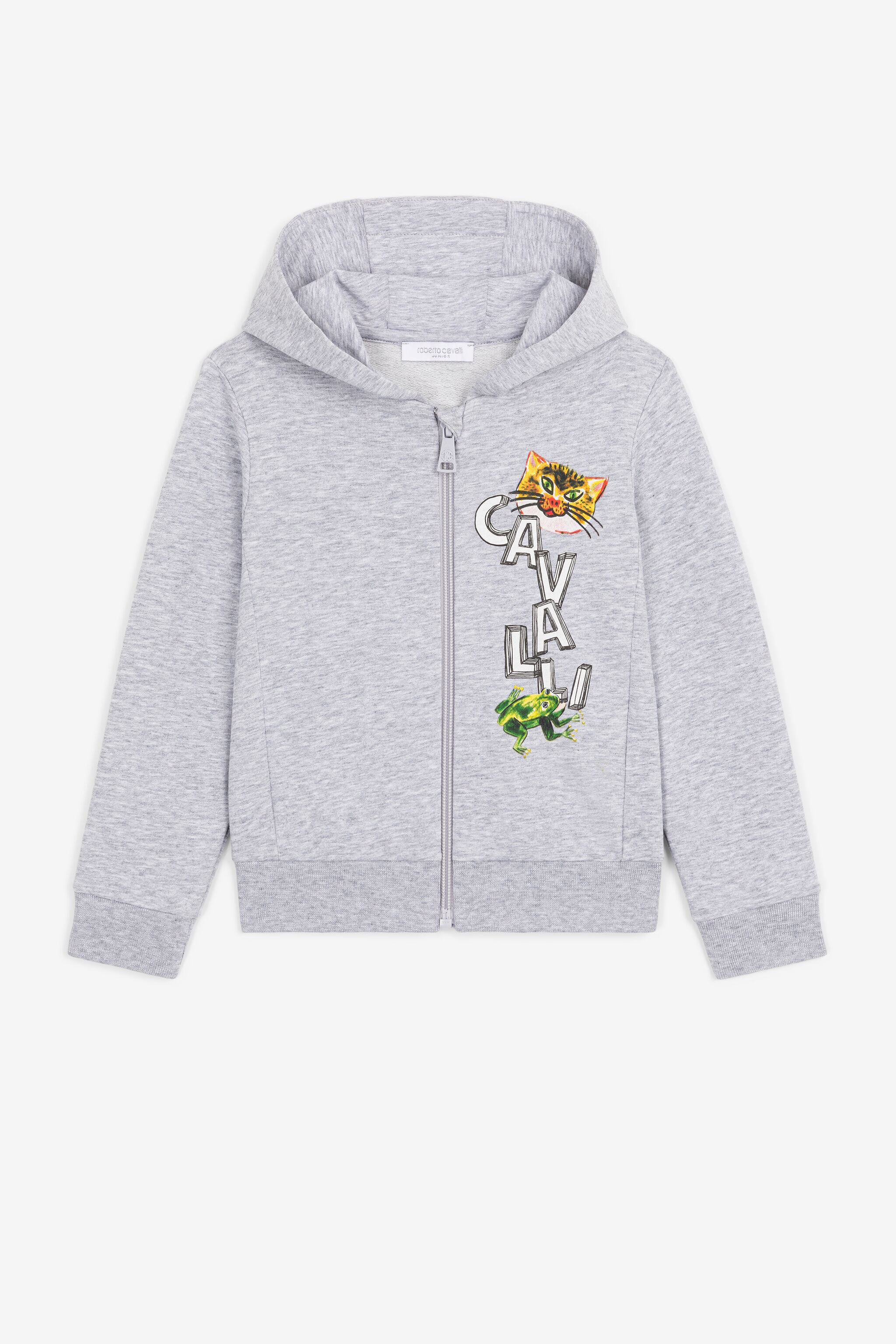 JU Hoodie mit Tierlogo-Print und Reißverschluss JU Hoodie mit Tierlogo-Print und Reißverschluss Grau PJT967-CF050