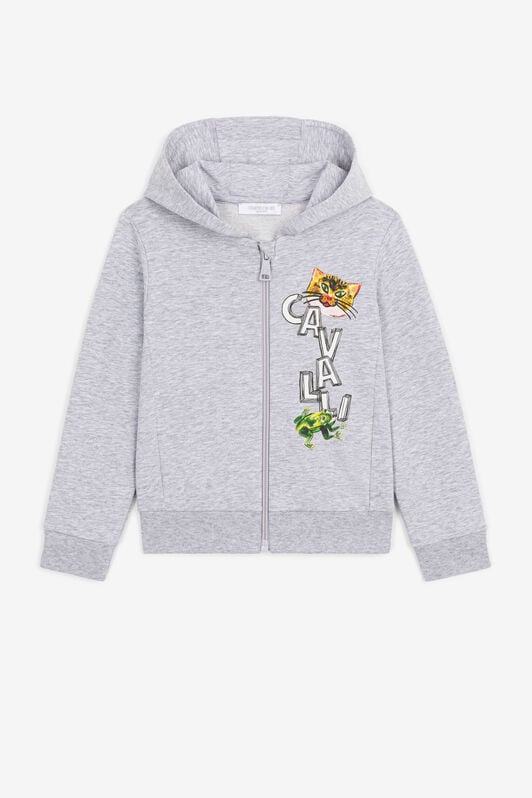 JU Hoodie mit Tierlogo-Print und Reißverschluss JU Hoodie mit Tierlogo-Print und Reißverschluss Grau PJT967-CF050