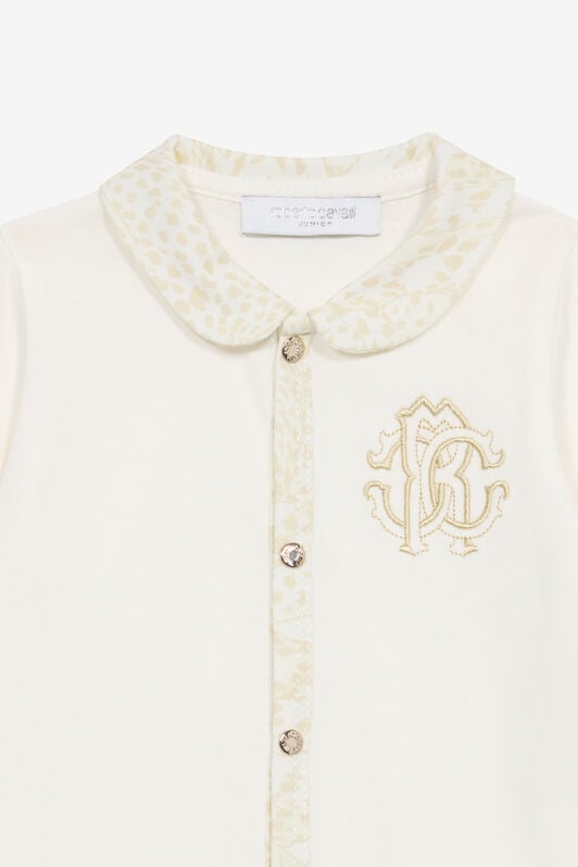 JU Cheetah-Print Hat, Bib And Romper Suit Set JU Cheetah-Print Hat, Bib And Romper Suit Set White UJT828-JD001