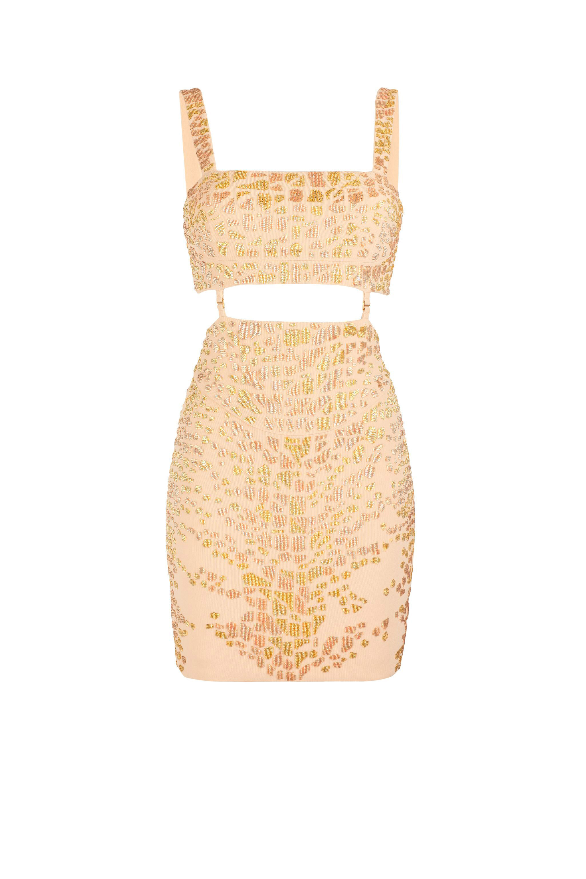 RC Leopard Bead-Embellished Mini Dress RC Leopard Bead-Embellished Mini Dress Pink JQR155-JJ050
