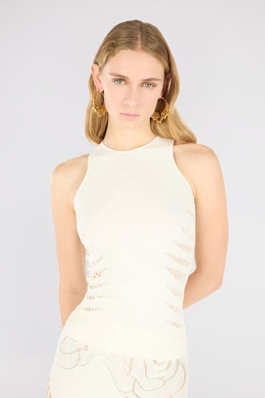 RC Tank Top with Perforated Zebra Pattern RC Tank Top with Perforated Zebra Pattern Ivory UKT613-MA001