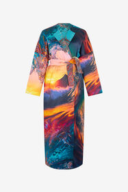RC Itaca Print Coat with belt Blue/Orange UWT504-DJ091