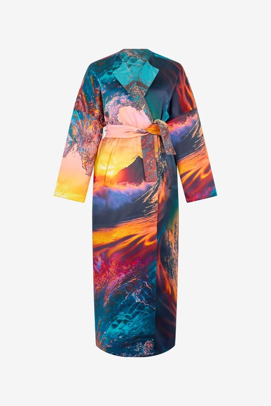 RC Itaca Print Coat with belt RC Itaca Print Coat with belt Blue/Orange UWT504-DJ091