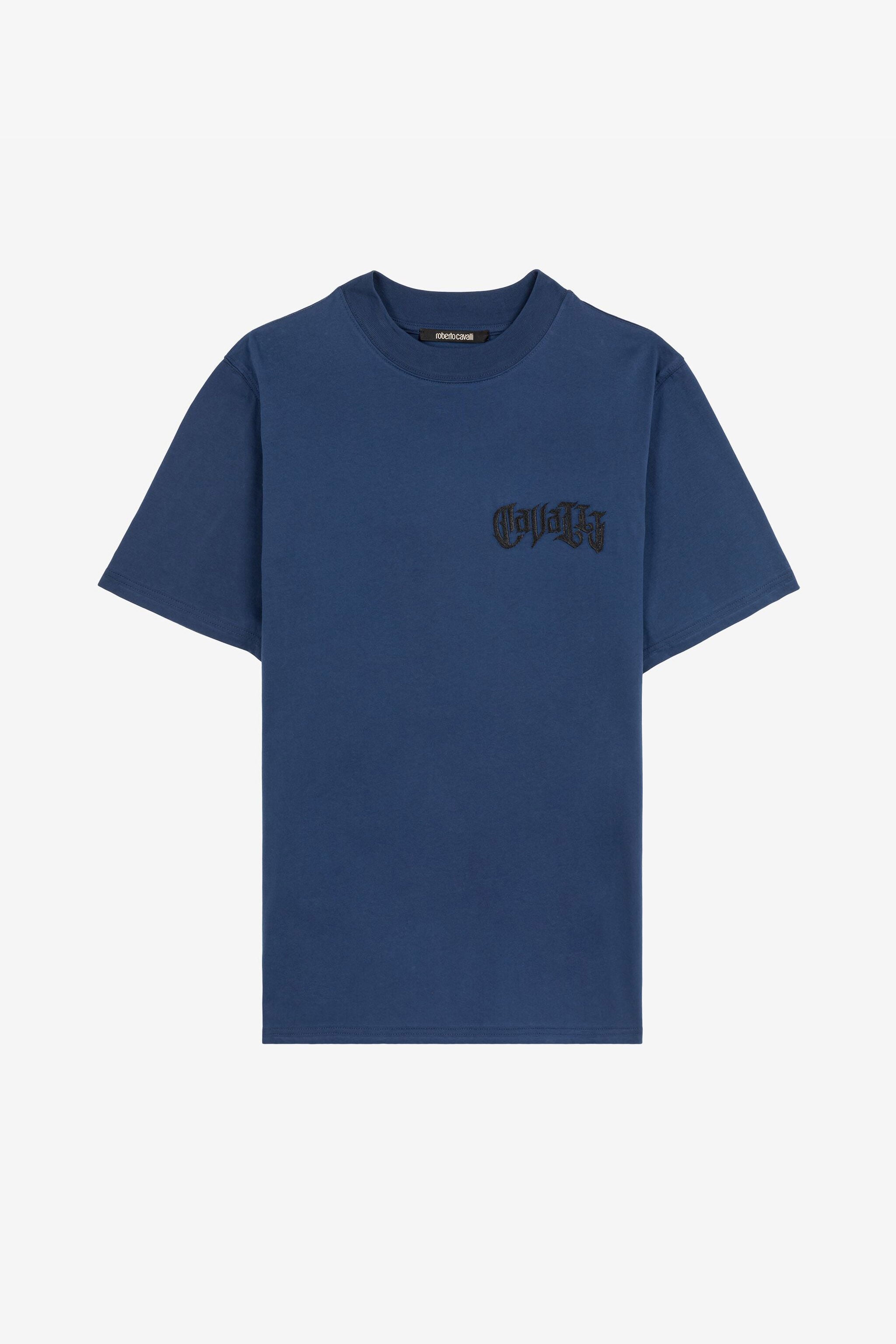 RC T-shirt à logo imprimé orné de cristaux Bleu foncé QRT61A-JD060