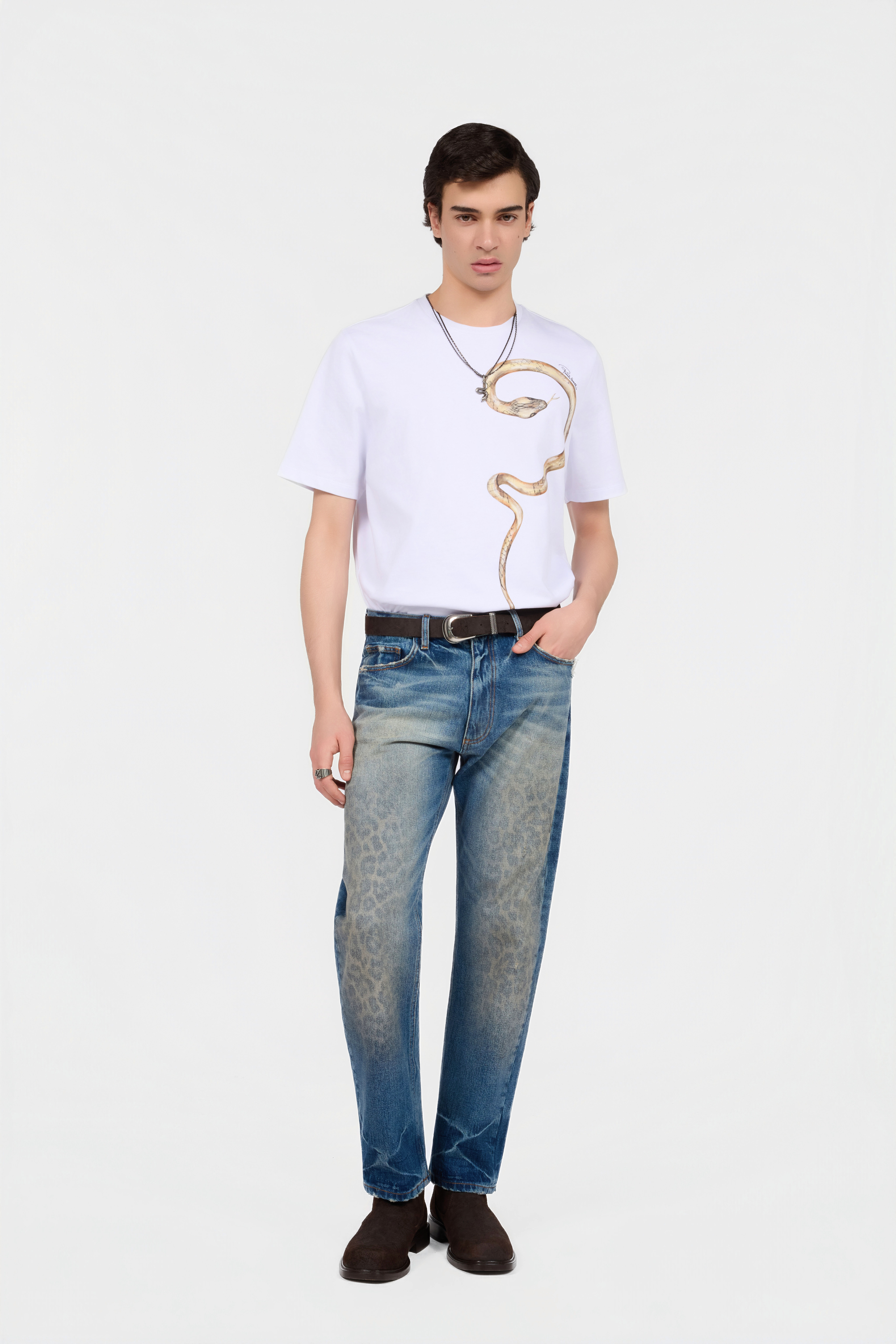 RC White T-Shirt With Printed Snake RC White T-Shirt With Printed Snake WHITE XNT61B-JD060