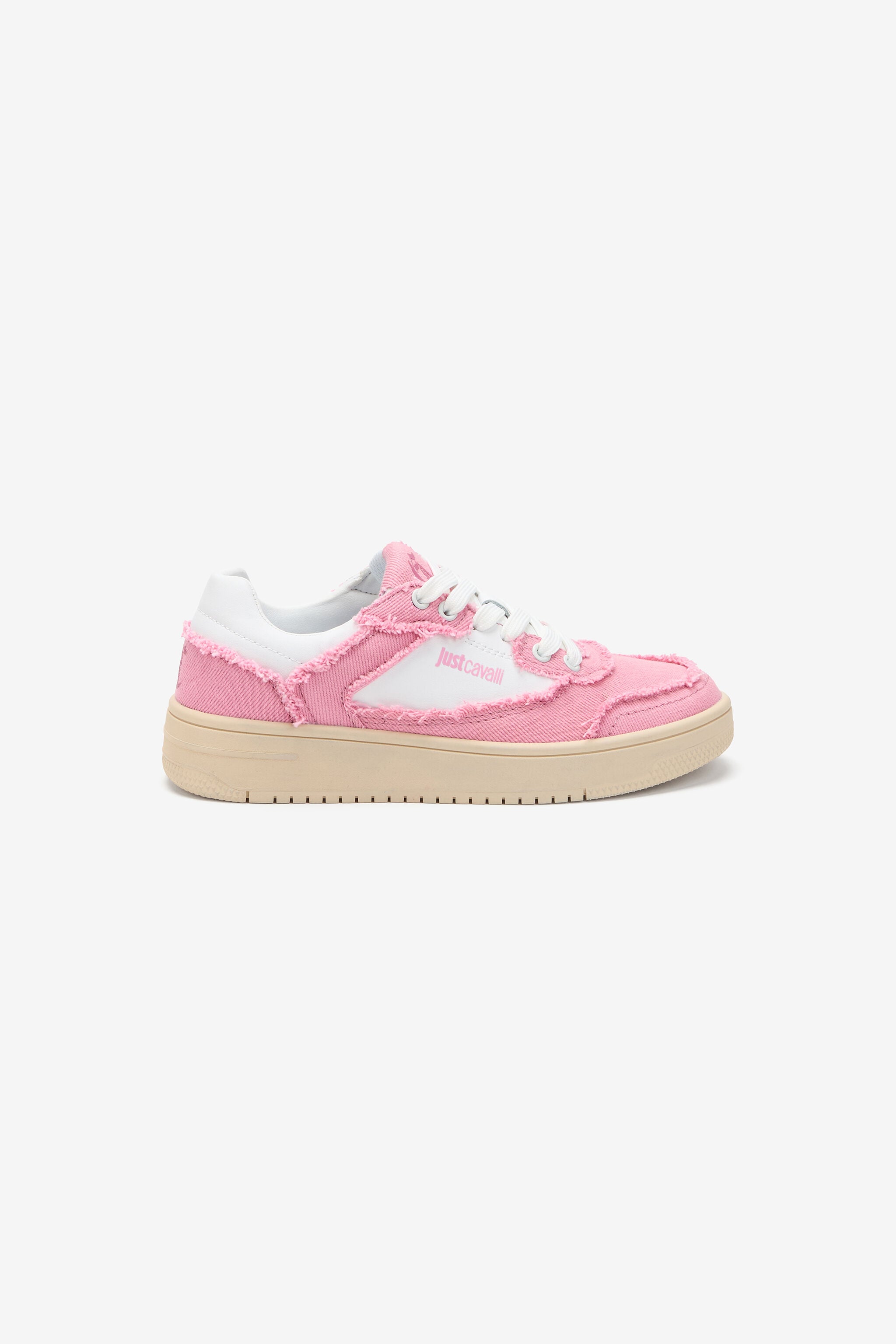 JC Sneakers in Cotton Denim and Leather JC Sneakers in Cotton Denim and Leather 003 WHITE + 433 CARN WFS057-WF295