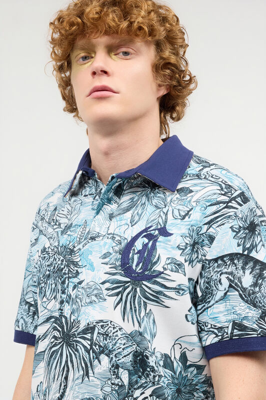 JC Polo Shirt With Jungle And Monogram Print Light blue UFT019-UF039