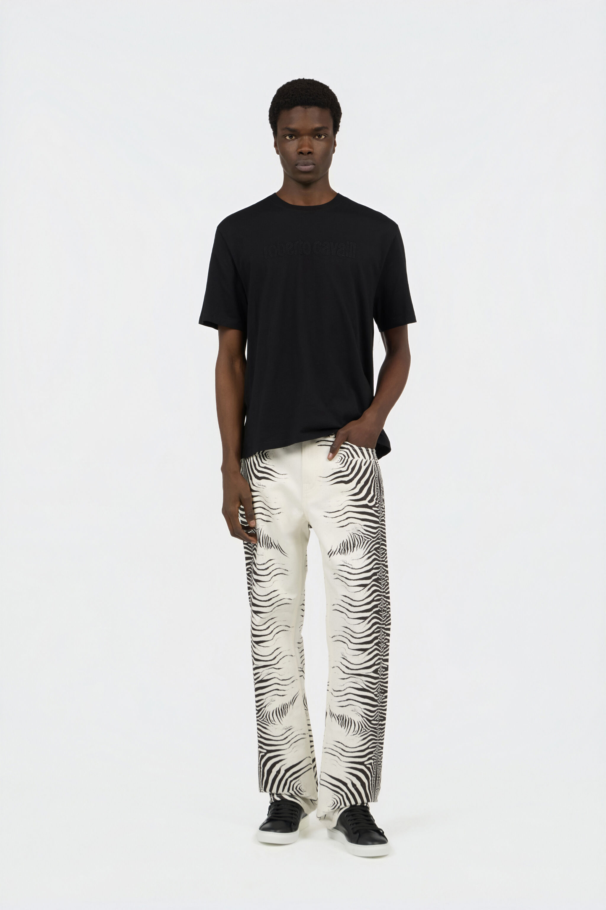 Zebra Print Denim Jeans in WHITE/BLACK ZEBRA for Men | Roberto