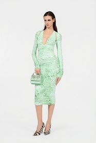 RC Jaguar Mint Print Midi Dress PISTACHIO GREEN XQT123-LNT23