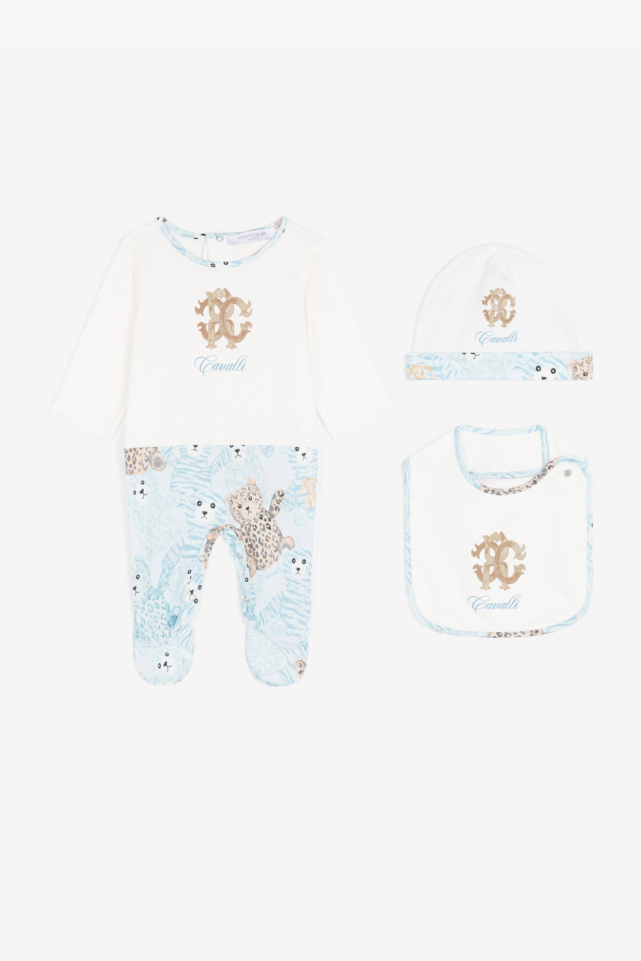 JU RC Monogram Cotton Babygrow Set Light blue RJT808-JD001