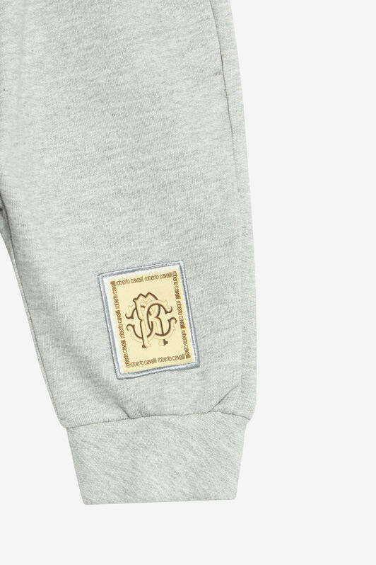 JU Grey Baby Jogging Pants With Logo Patch JU Grey Baby Jogging Pants With Logo Patch GREY MELANGE UJT213-CF050