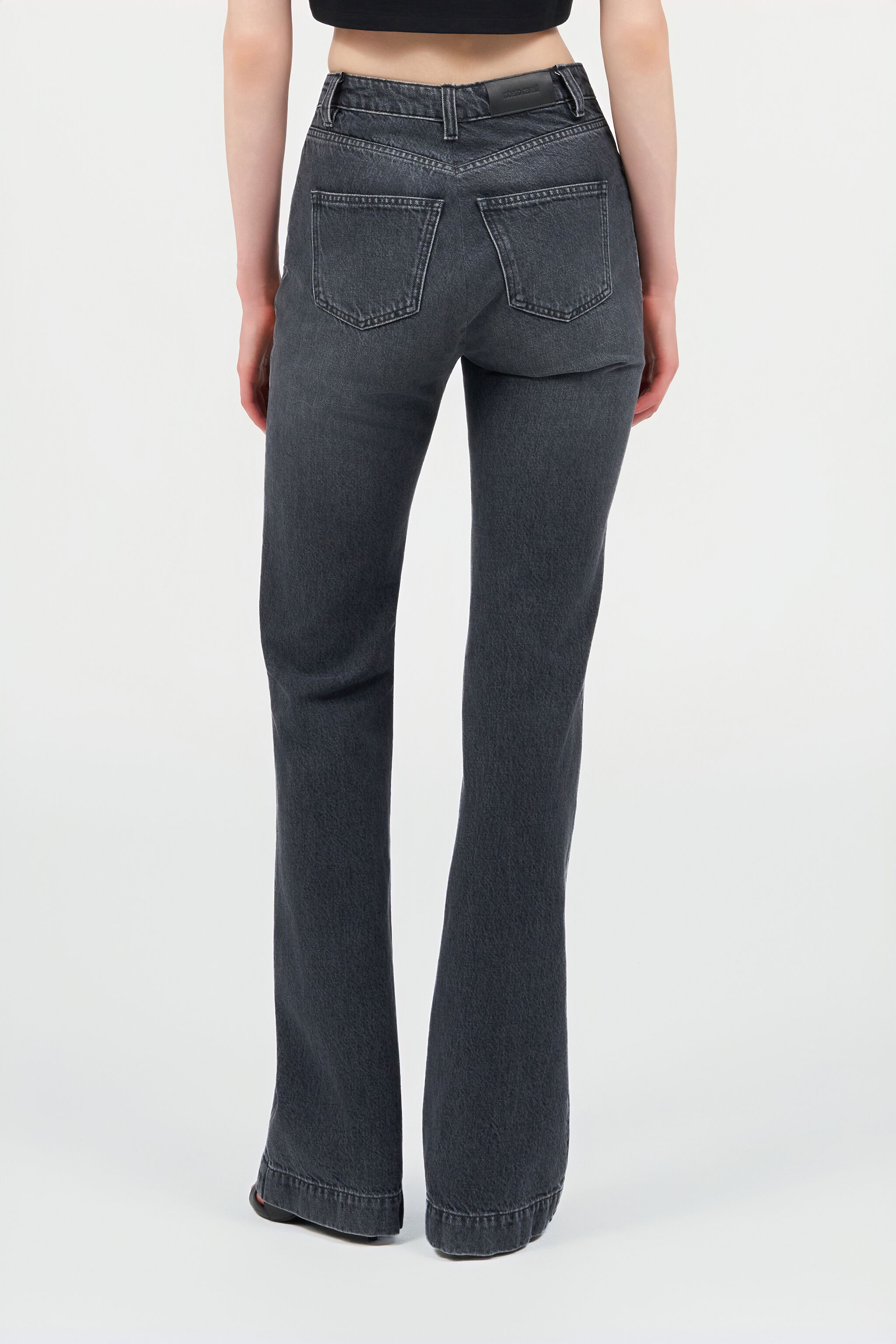 Flared Jeans with Snake Embroidery in BLACK for Women | Roberto