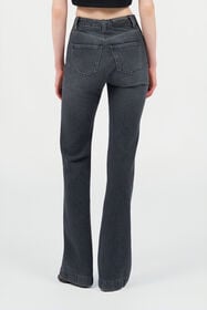 RC Flared Jeans with Snake Embroidery BLACK WKJ222-DN001