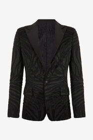 RC Black Beaded Animal-Stripe Blazer Black SRT402-VW001
