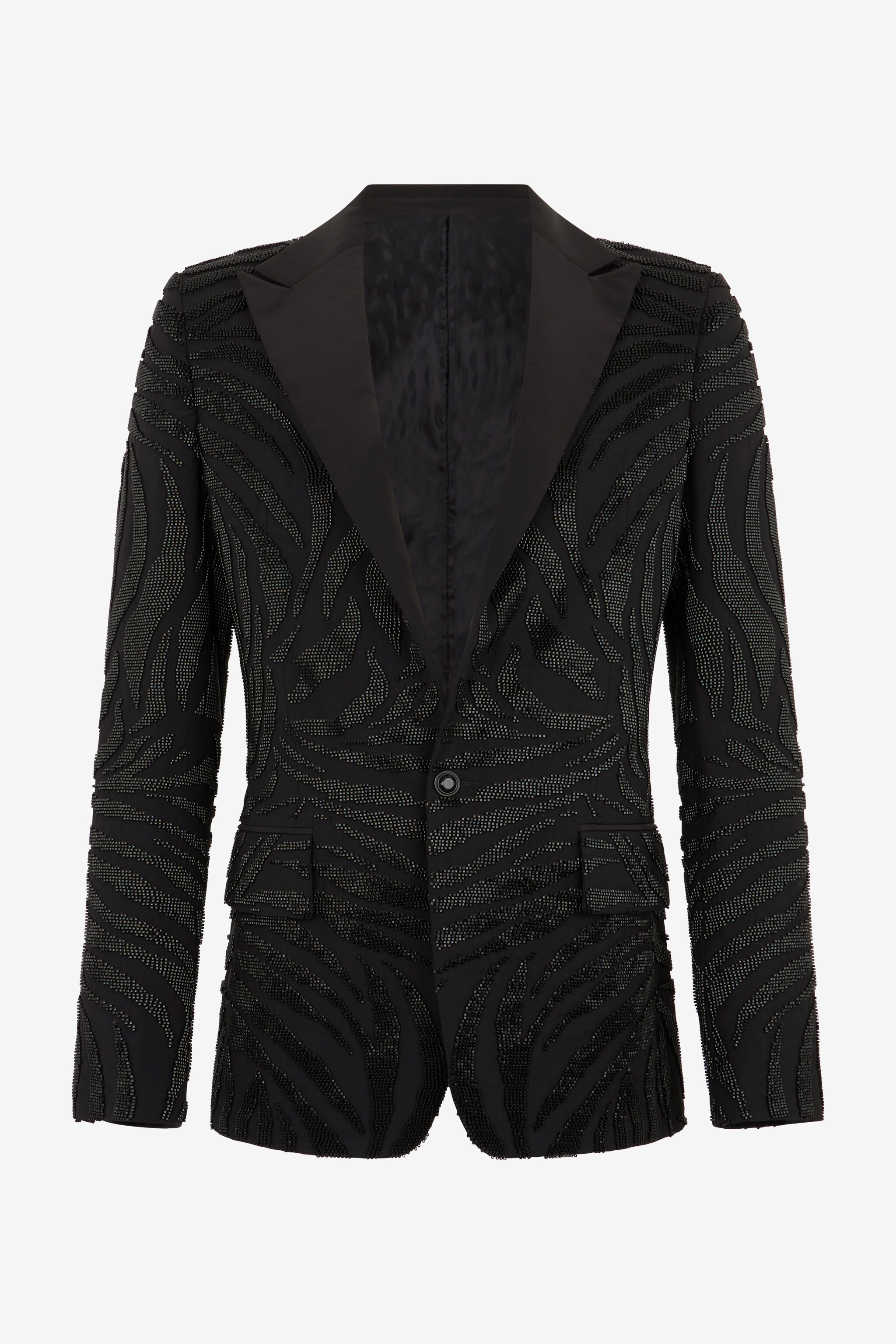 RC Black Beaded Animal-Stripe Blazer RC Black Beaded Animal-Stripe Blazer Black SRT402-VW001