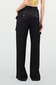 JC Pantalon À Imprimé Jaguar Skin Monochrome Noir UFT087-UF126